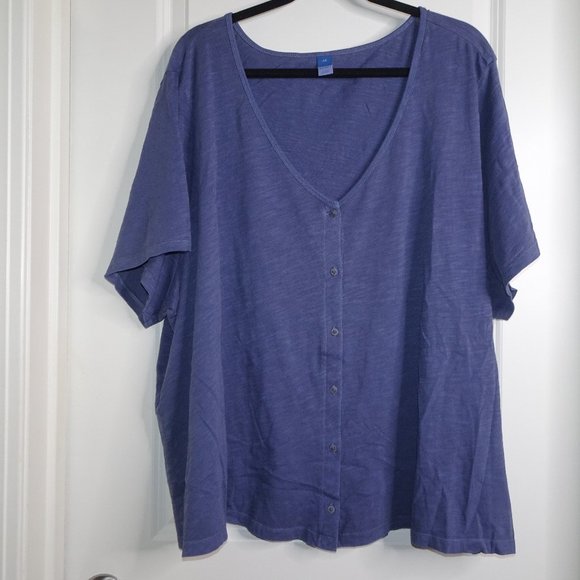 Brand New Old Navy Plus Size Button Down Short Sleeve V-Neck Jersey Tee - Picture 1 of 4